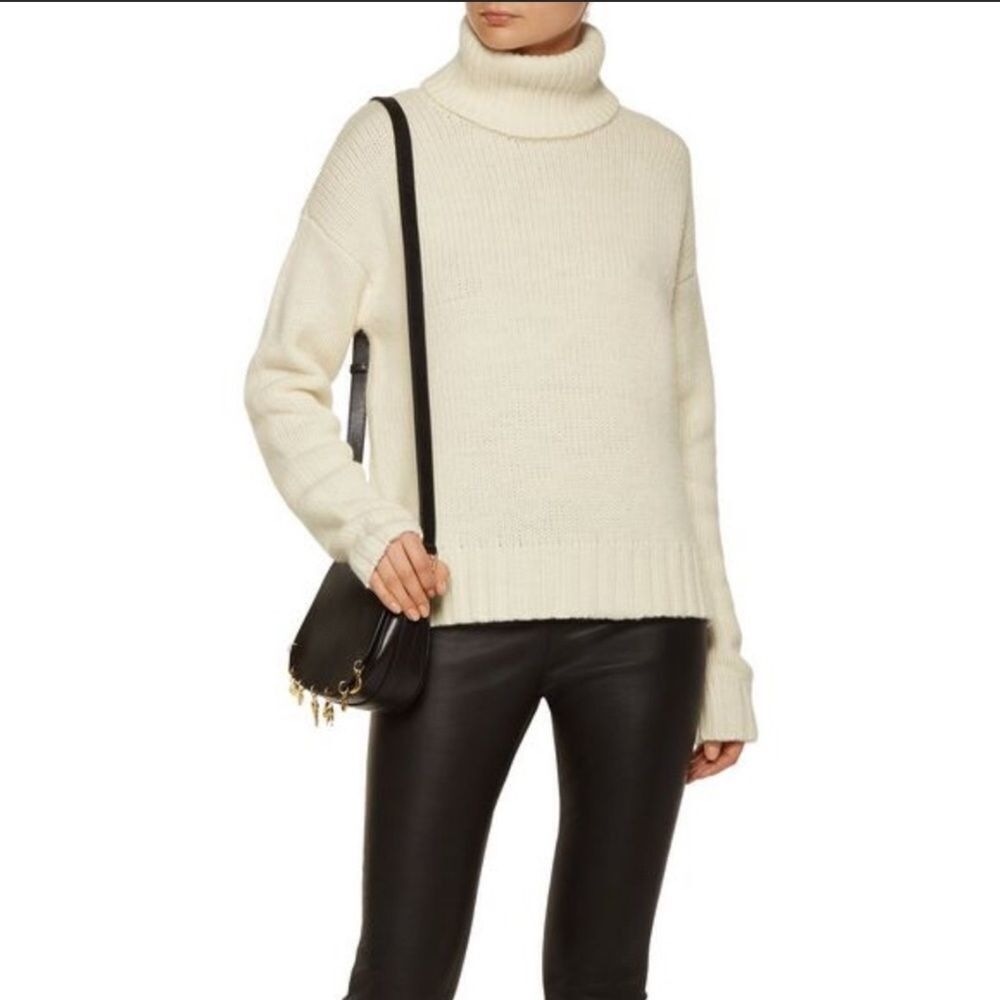 A.L.C. Jake Cream 4-Ply Wool Chunky Turtleneck Sweater Size XS